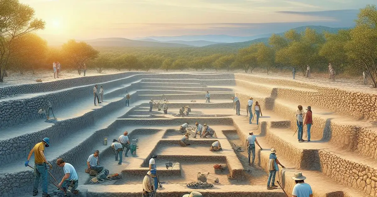 Archaeologists conducting an open area excavation - KamalsJournal - Archaeology - Open Area Excavation